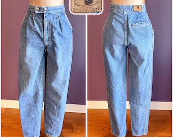 Vintage 80s Stuffed Shirt Medium Wash High Waisted Blue Snap Jeans XS