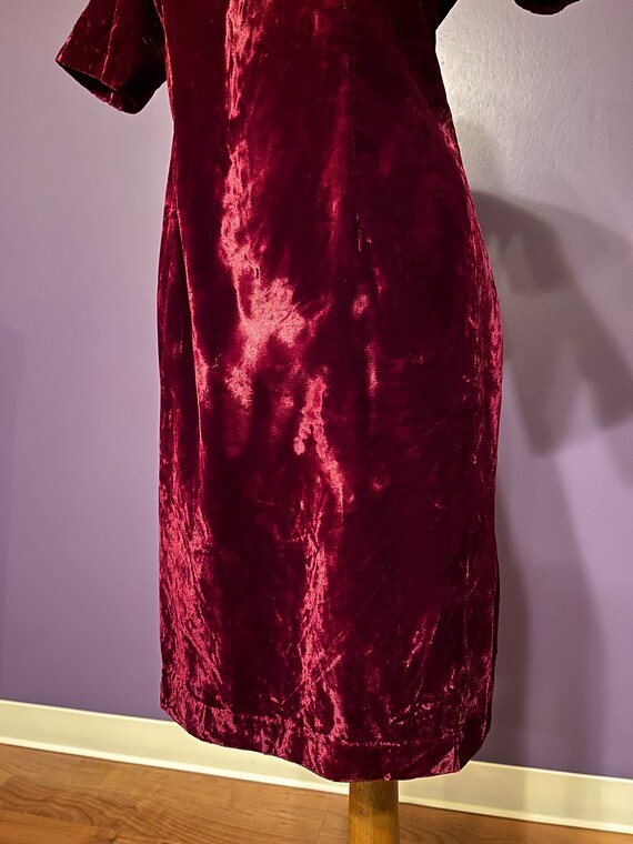 Vintage 80s My Michelle Red Crushed Velvet Dress - image 3