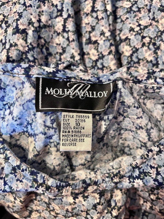 Vintage 80s Molly Malloy Floral Blue & White Dress - image 6