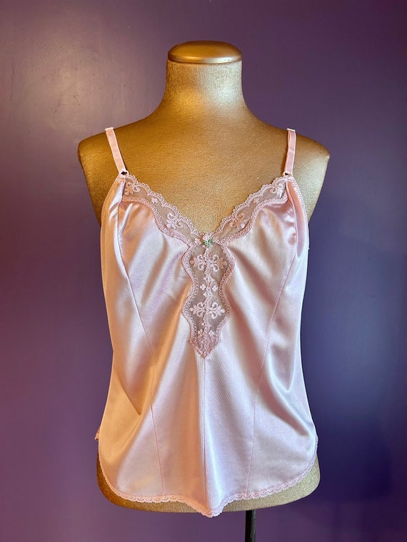 Vintage 70s JCPenney Pastel Pink Lace Camisole