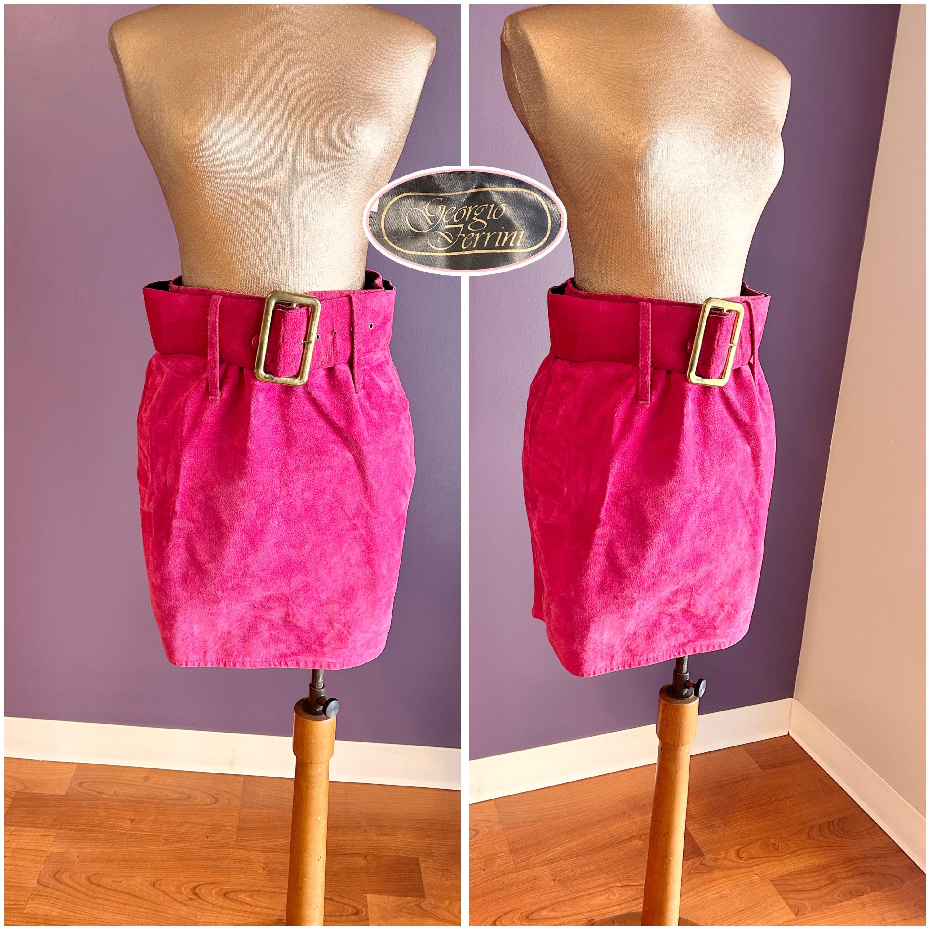 VTG Stretchy Hot Pink Braided Cinch Belt 30-32\
