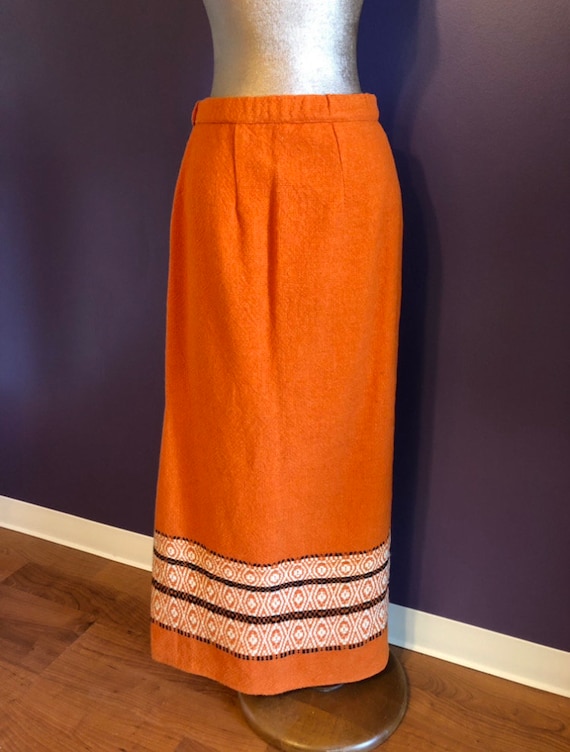 Vintage 70’s Orange Wool Maxi Skirt