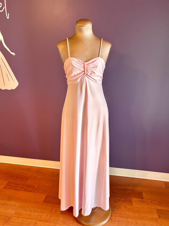 Vintage 70s Beautiful Pastel Pink Spaghetti Strap Maxi Dress Etsy