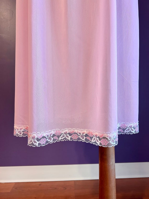 Vintage 70s Pink Lace Slip / Nightgown - image 3
