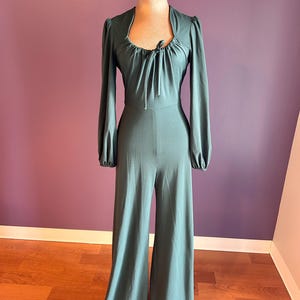 Vintage 70s Nu Phase Green Long Sleeve Groovy Jumpsuit