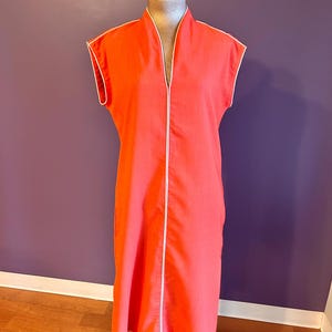 Vintage 70s Act I Orange and White Trimmed Sleeveless Dress