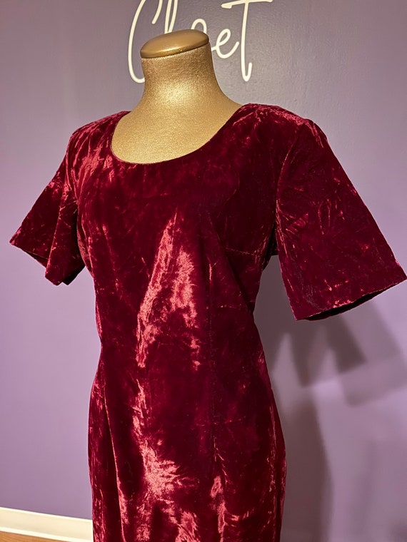Vintage 80s My Michelle Red Crushed Velvet Dress - image 2