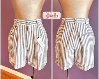 Vintage 90s Rafaella Cute White and Blue Striped Shorts XS
