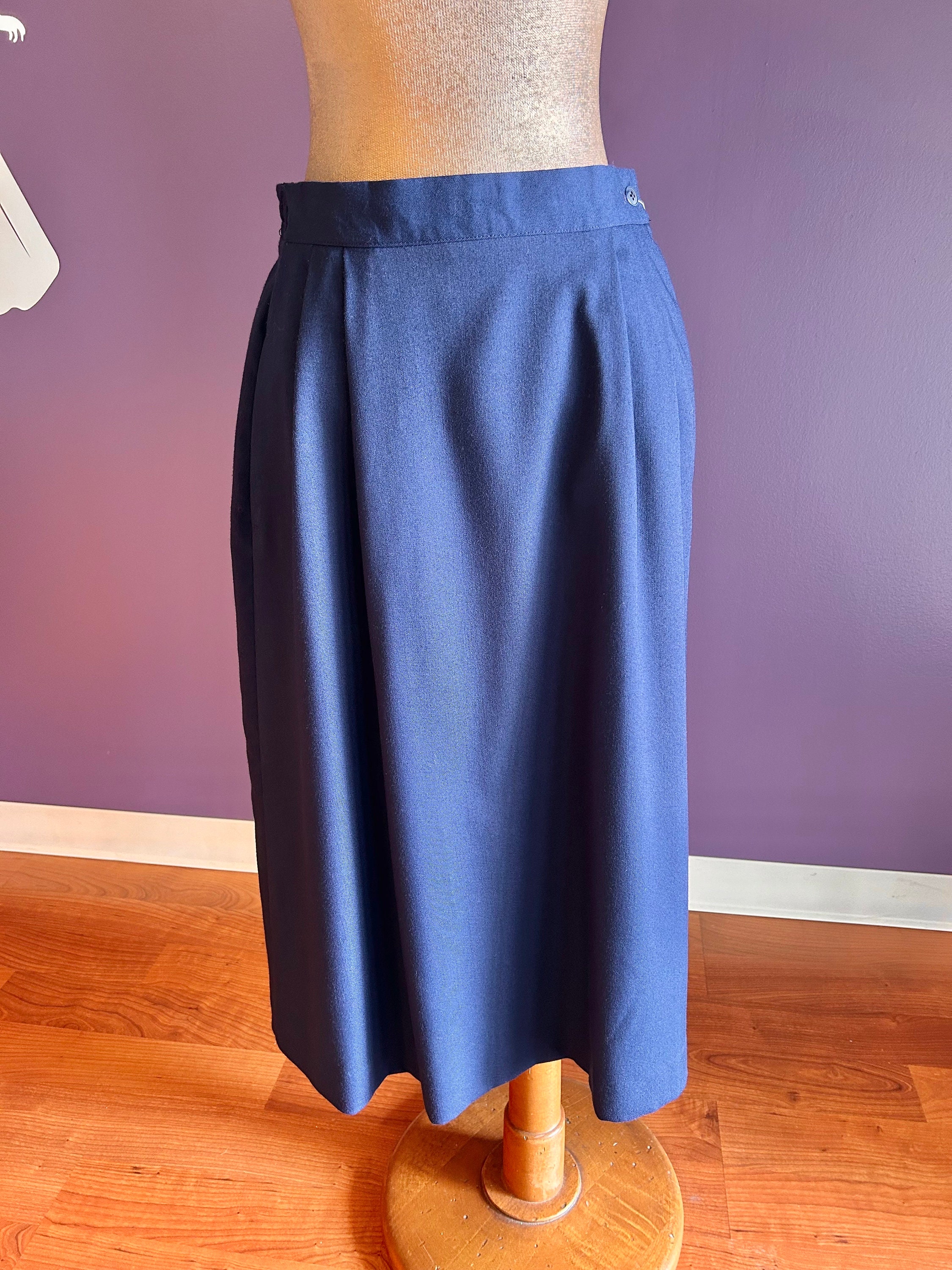 Vintage 80s Simple Haggar Reflections Deep Blue Skirt