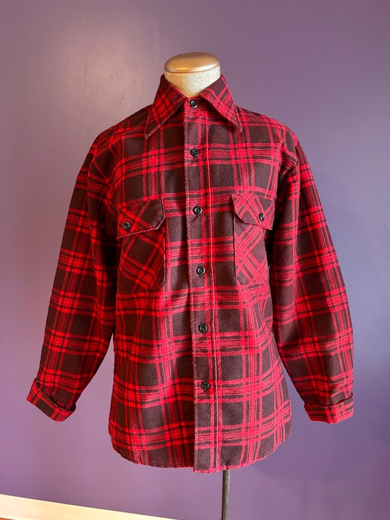 Vintage 70s Sears Fieldmaster Red Long Sleeve Flan