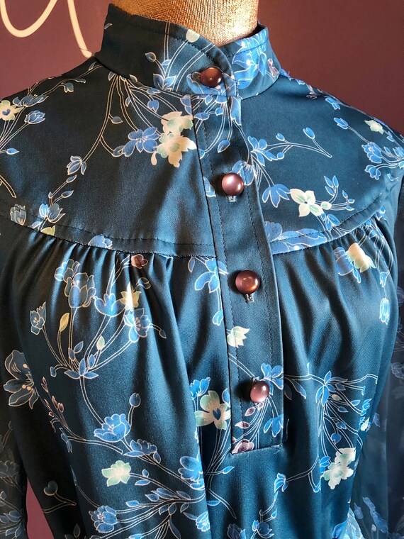 Vintage 70’s Lady Carol Blue Floral Dress - image 3