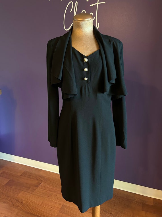 Vintage 80s Rimini Black Long Sleeve Dress