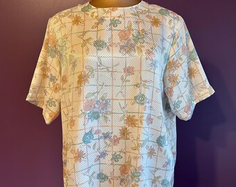 Vintage 80s Yves St. Clair Floral Short Sleeve Blouse