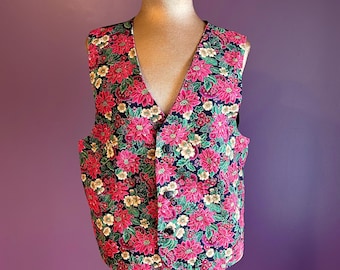 Vintage 90s Cute Handmade Floral Patterned Vest