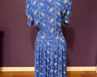 vintage années 80 Karin Stevens Robe à motifs floraux bleus