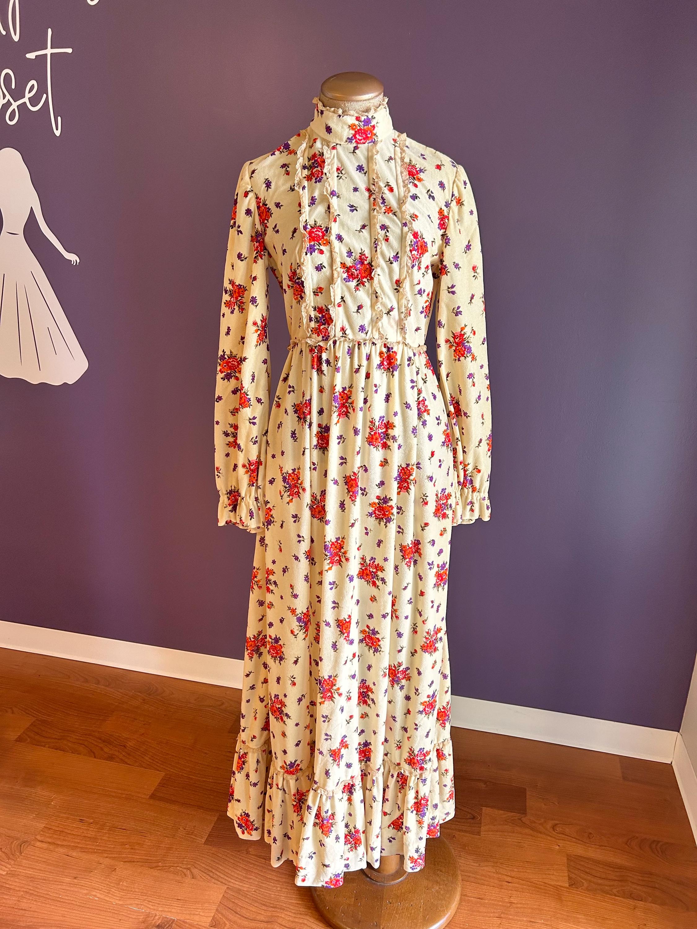 70s Floral Dress - Etsy