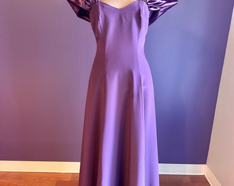 Vintage 80s Purple Elegant Maxi Prom Dress