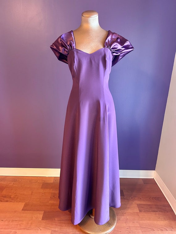 Vintage 80s Purple Elegant Maxi Prom Dress