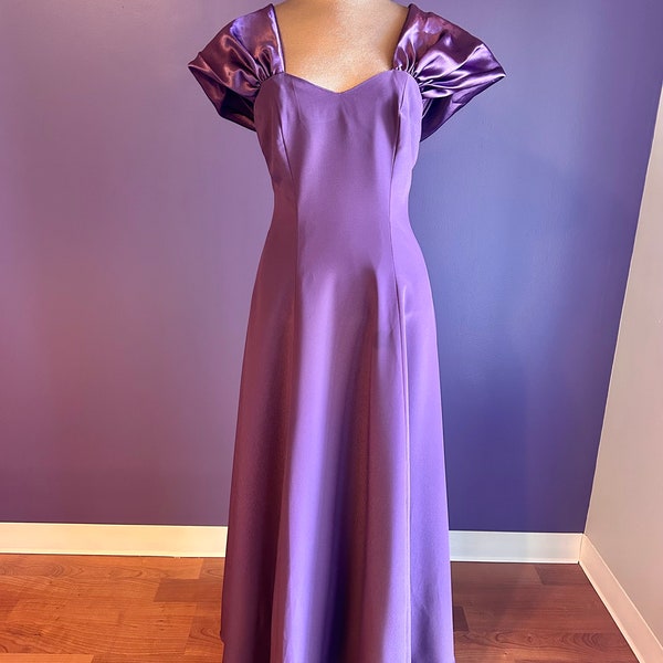 Robe de bal longue élégante violette vintage des années 80