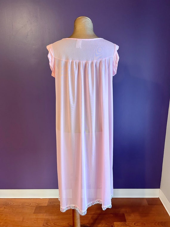 Vintage 70s Pink Lace Slip / Nightgown - image 4