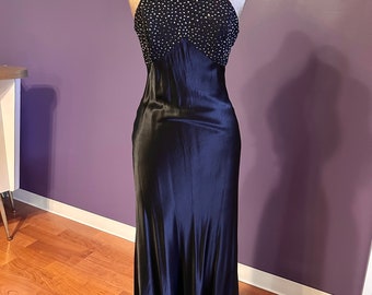 Vintage 90s L.A. Glo Black Maxi Prom Dress