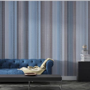 Vintage Stripe Wallpaper, Wall Decoration, Striped Wallpaper, Pinstripe Wallpaper, Wallpaper Design, Blue Stripes Wallpaper, Wall Decoration