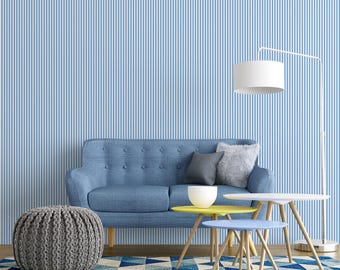 Baby Blue Stripe Peel and Stick Wallpaper: Removable Faux Woven