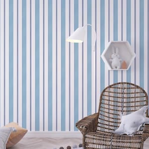 Wordly Textured linen Stripe Wallpaper Coastal Blue_Removable Smooth Pre-Pasted or Peel and Stick Faux Woven Wallpaper