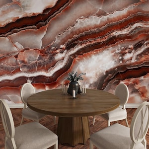 Carta da parati effetto marmo bordeaux, carta da parati artistica in marmo, decorazione murale moderna per soggiorno e camera da letto, carta da parati in marmo di lusso naturale