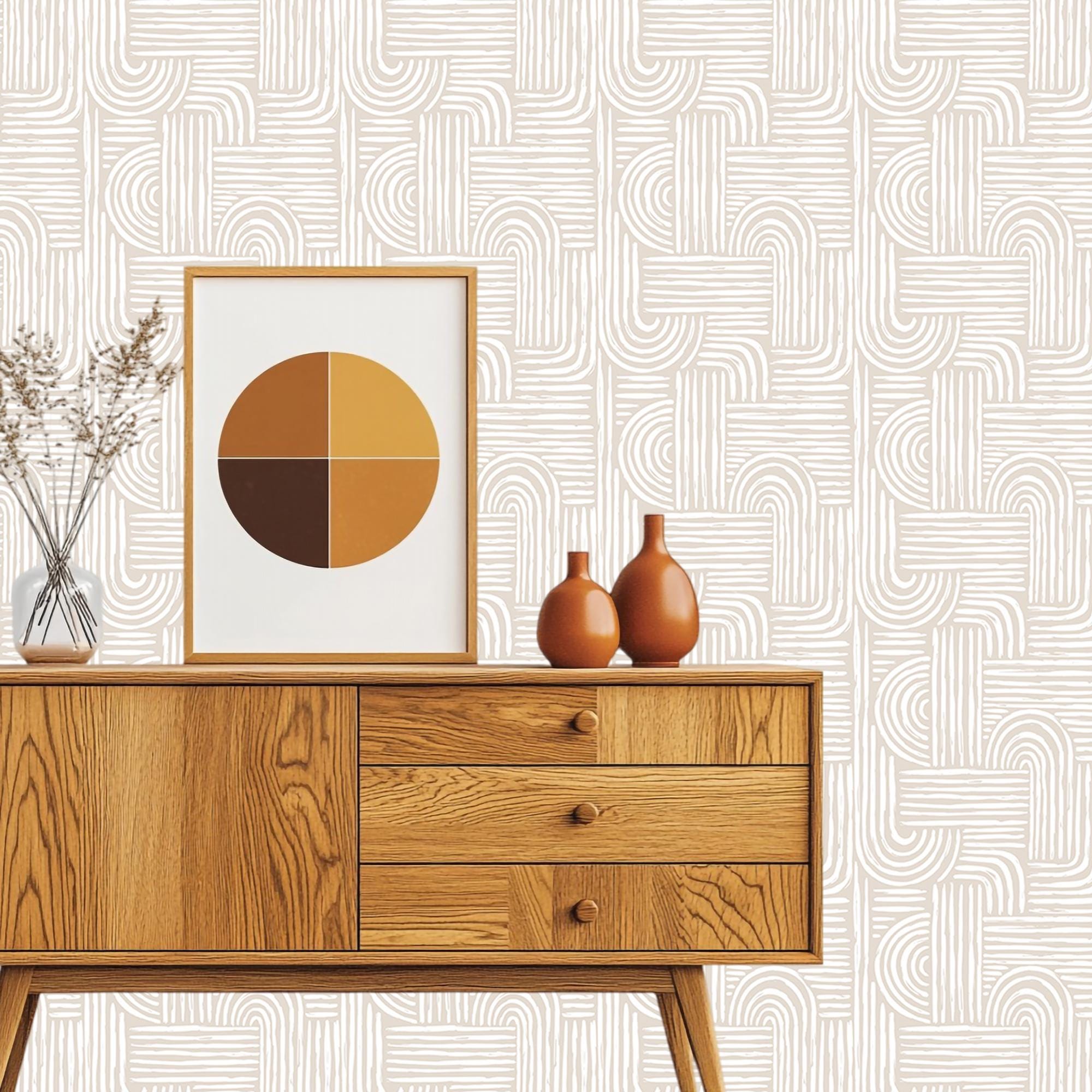 Minimalist Beige Geometric Wallpaper: Modern Abstract Wall Decor - Etsy