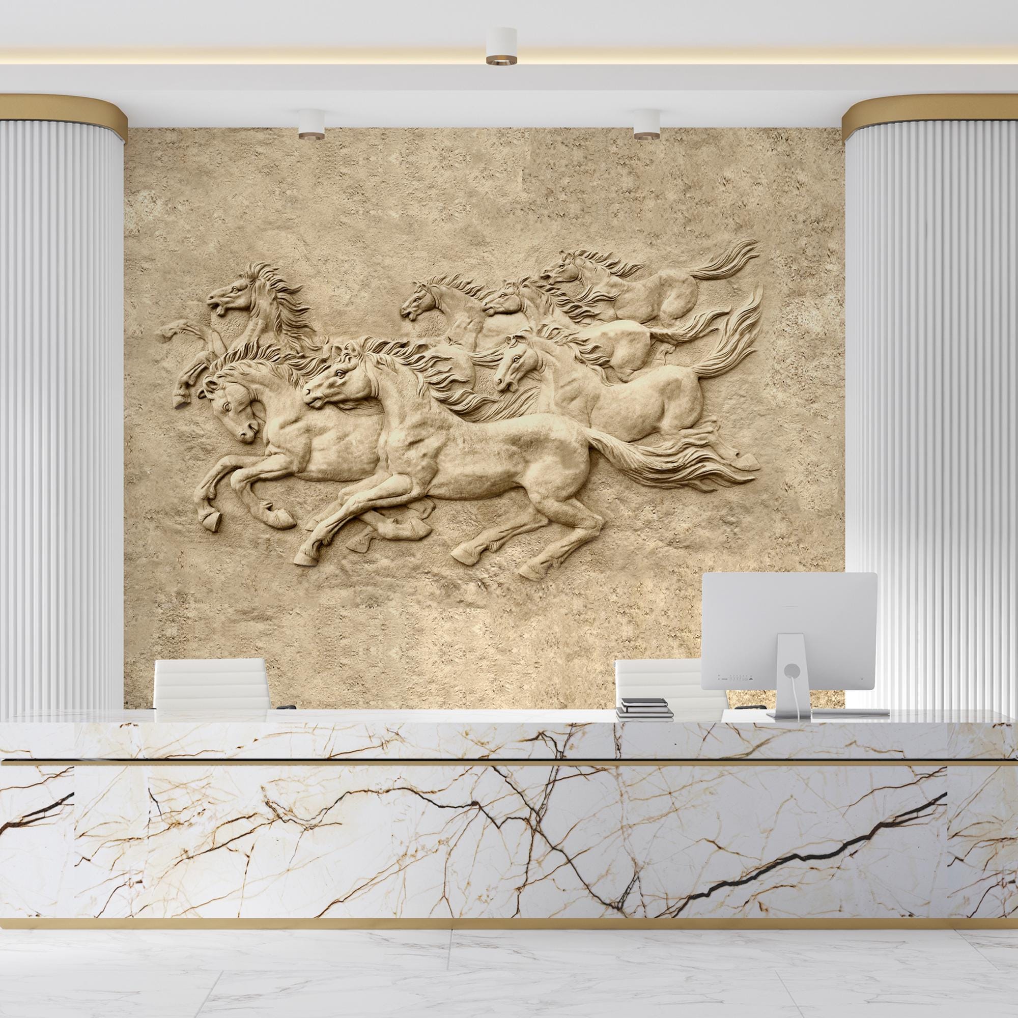 3D Embossed Horse Wallpaper,horses Wall Mural, Modern Living Room and ...