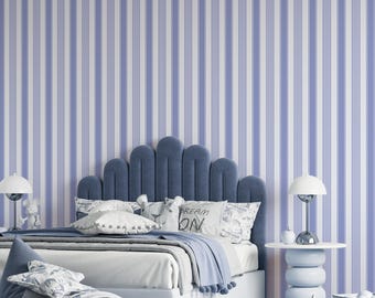 Coastal Blue Stripe Removable Wallpaper: Grandmillennial Decor