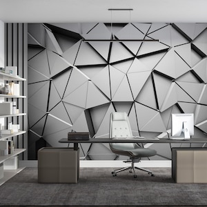 Abstrakte graue 3D-Tapete, anpassbare 3D-Perzeptive moderne abstrakte Wohnzimmer, Büro-Wandbild, Stofftapete, moderne Wandkunst Schlafzimmer