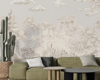 Vintage French Landscape Wallpaper, Removable Scene Wall Mural