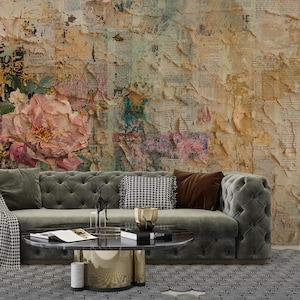 Vintage Rose Floral Wallpaper: Art Deco Romantic Wall Mural