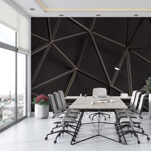 3D Look Dark Geometric Pattern Wallpaper, Customizable 3D Perceptive Modern Abstract Living Room, Office Mural, Fabric Wallpaper