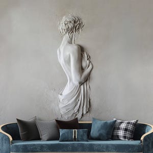 3D Illusion Relief Wallpaper, Woman Body Abstract Wall Mural, Realistic Mural Wallpaper, Embossed Look Wall Decal, Textured Modern Wall Art