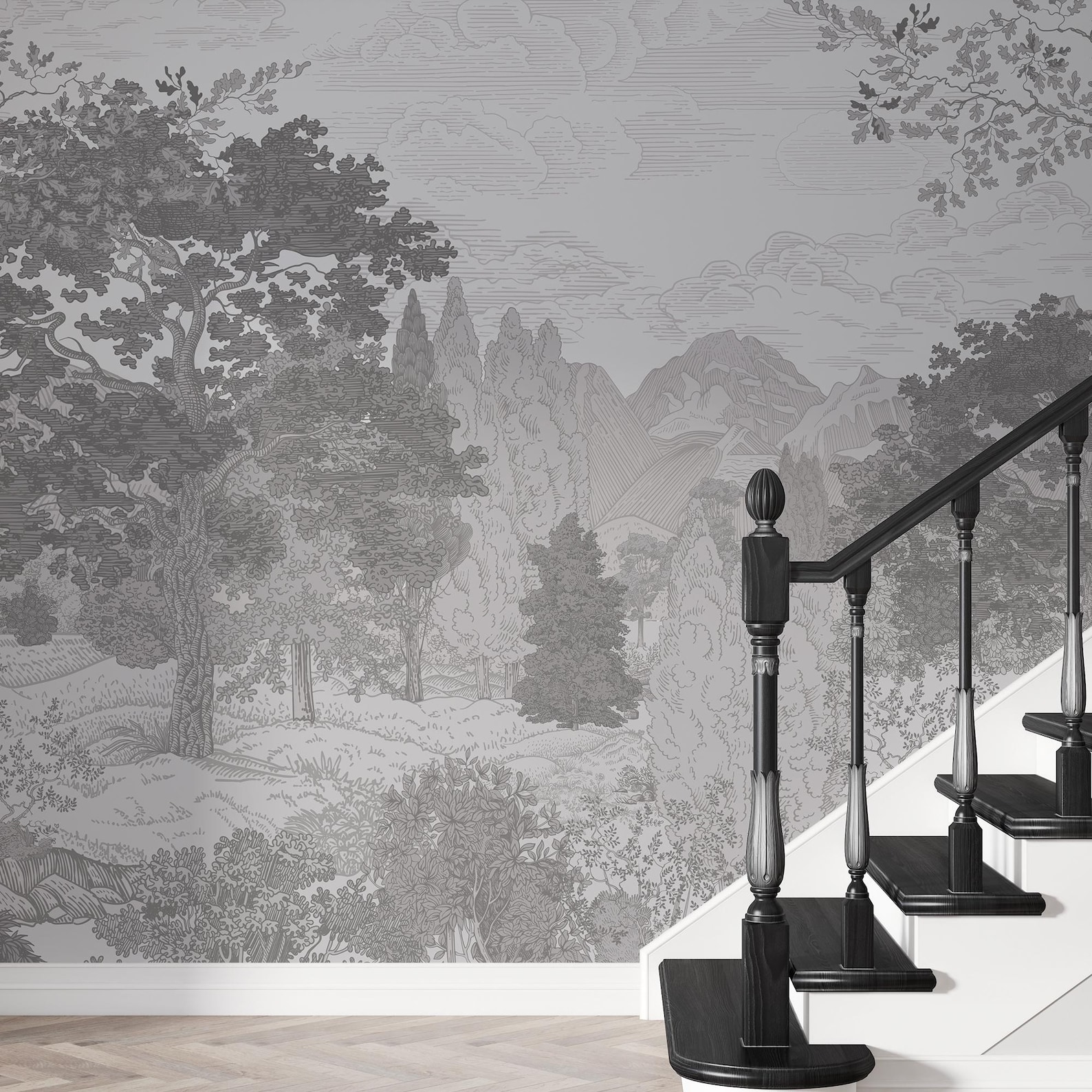 Gray Trees Wallpaper Mural: Tropical Forest Botanical Wall Decor - Etsy