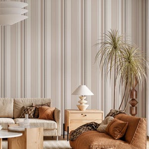 Neutral Stripe Wallpaper, Wallpaper, Peel and stick wallpaper, Peel and stick on wallpaper, Classic Stripe Wallpaper, Wall Decor Room Decor