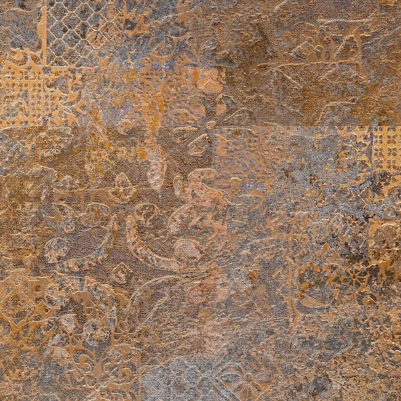 Industrial Wallpaper, Rust Copper Concrete Effect, Vintage Distressed ...