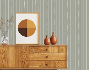 Green Striped Peel and Stick Wallpaper: Minimalist Room Decor