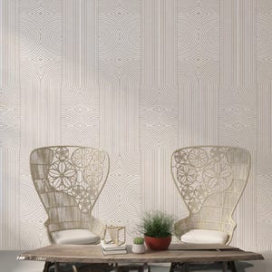 Neutral Boho Abstract Wallpaper / Peel and Stick Wallpaper Removable Wallpaper Home Decor Wall Art Wall Decor Room