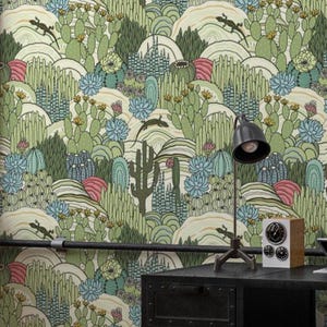Japanese Garden Wallpaper Mural - Traditional Asian Landscape Wall Art, Oriental Home Decor, Vintage Wall Mural, Botanical art