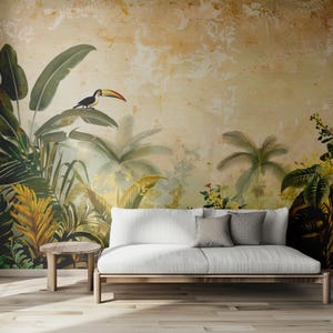 Papier peint forêt tropicale, papier peint tropical, papier peint forêt tropicale, papier peint palmier, décoration de salon, papier peint auto-adhésif