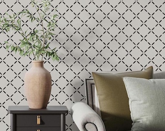 Schwarz Beige Geometrische Moderne Tapete, Minimalistische Gestreifte Wohnung Wand Dekor