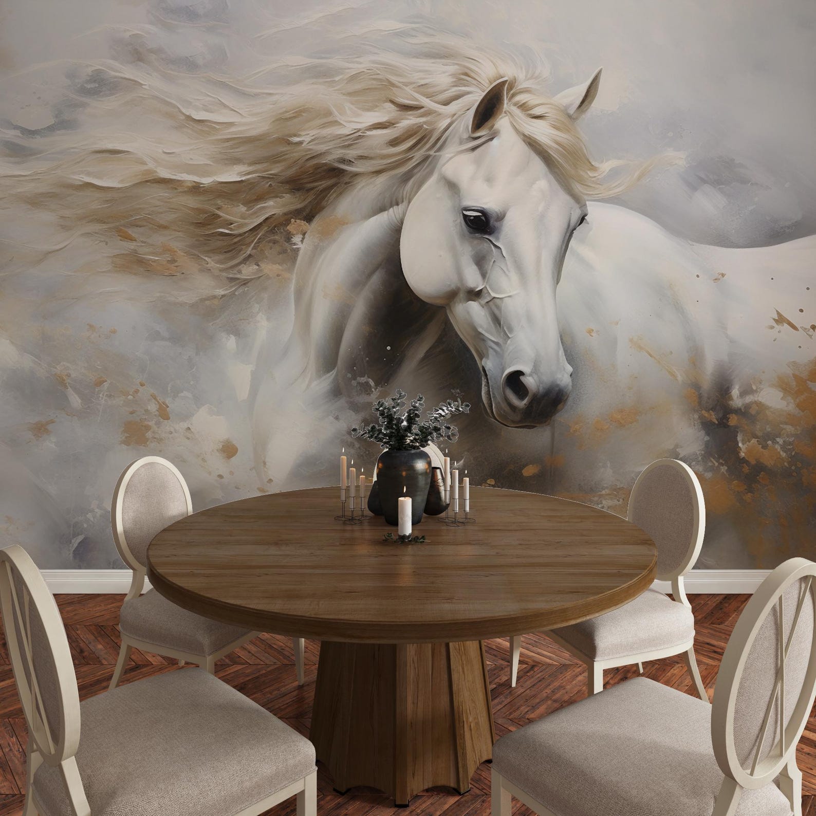 3D White Horse WG074 Wall Murals