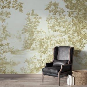 Papier peint paysage antique Français, murale tapisserie Verdure, papier peint tapisserie forêt enchantée, papier peint paysage vintage, art mural