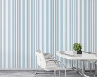 Light Blue Striped Vintage Wallpaper: Peel and Stick or Traditional