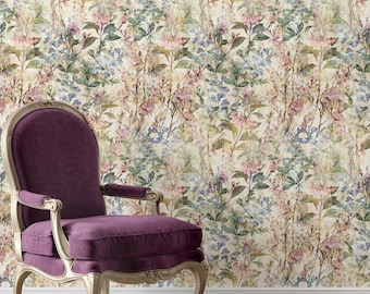 Watercolor Wildflower Wallpaper: Soft Botanical Floral Wall Mural