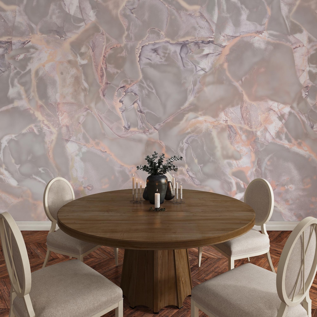 Pink Marble Look Wallpaper, Marble Art Wallpaper, Modern Living Room ...